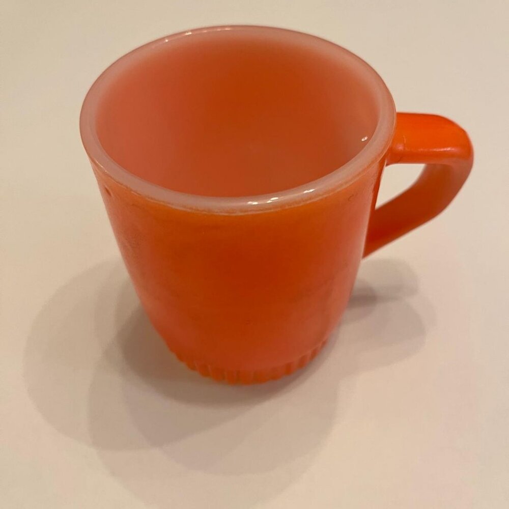 Vintage Fire King ribbed Coral Coffee Mug